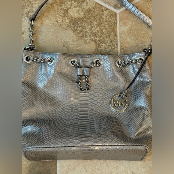 MICHAEL by Michael Kors Silver Snakeskin Purse - Picture 8 of 9